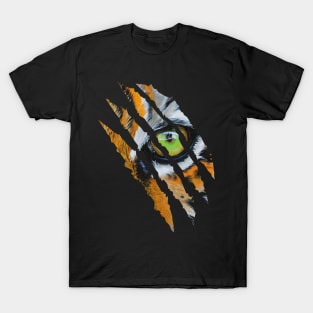 Fearless Tiger Cat Eye Claw Silhouette T-Shirt